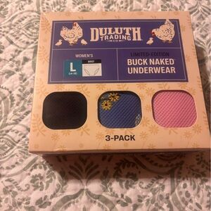 Duluth Trading Co Women's Buck Naked Underwear 3-Pack Peeriwinkle Floral Chicken